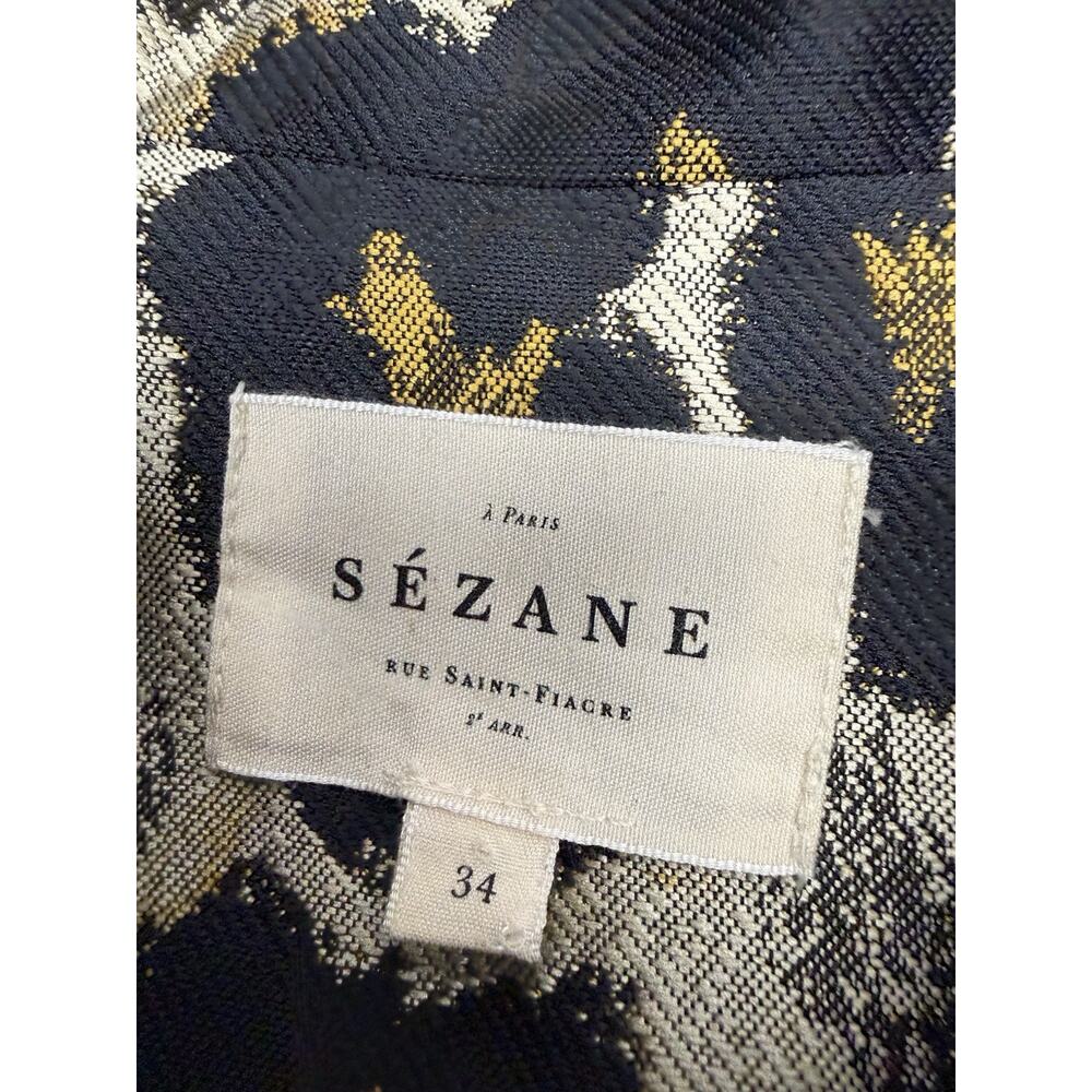 Sezane Terry Jacket 34 XS Leopard Jacquard Cropped Button Front - Picture 10 of 11